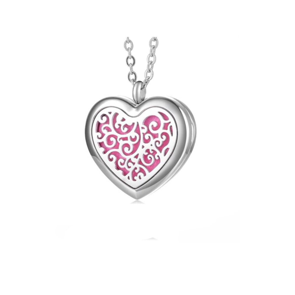 Whisping Clouds in Heart Stainless Steel Essential Oil Necklace Hypoallergenic